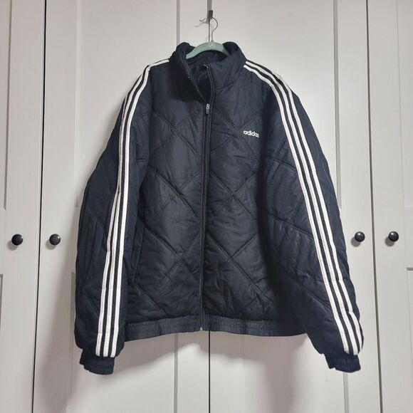 Adidas men quilted black jacket 2XL - Picture 2 of 13